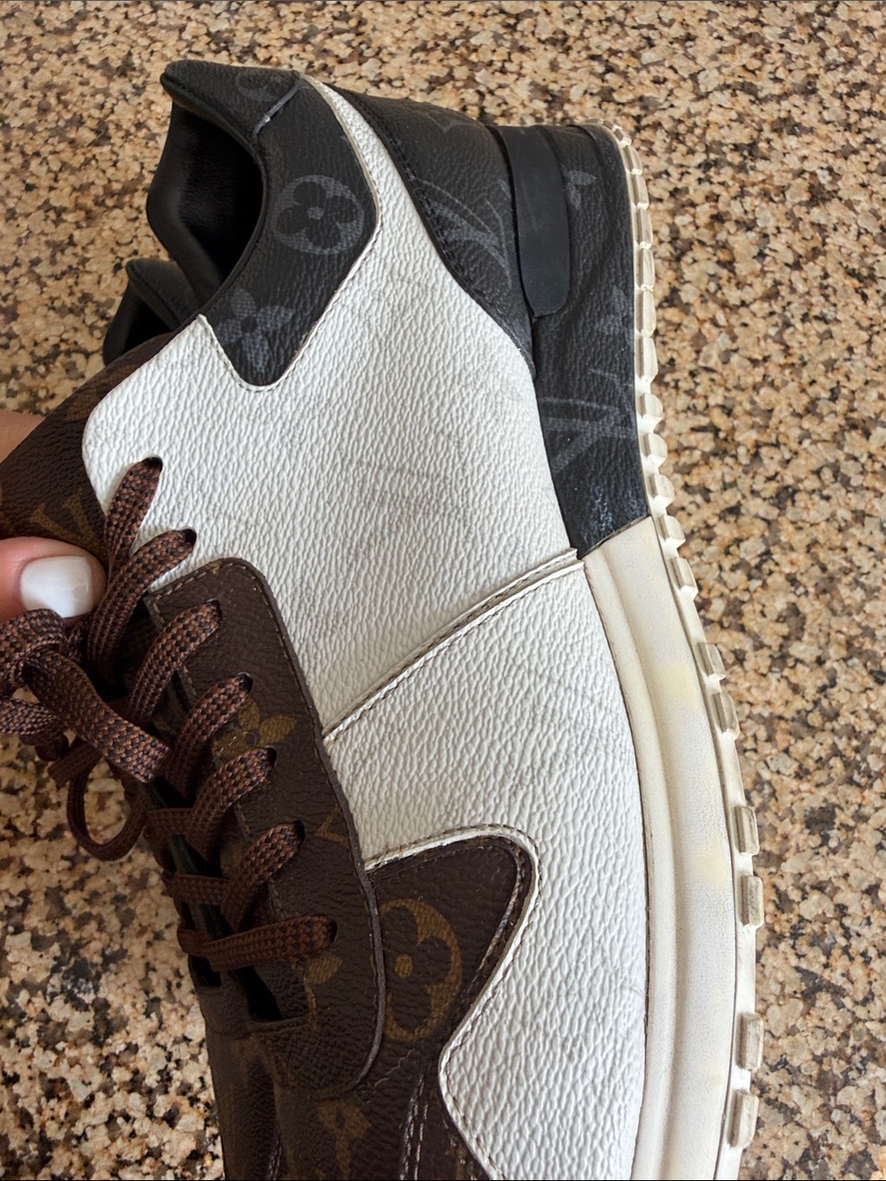 Louis Vuitton Brown & White Monogram Low-Top Sneakers - Picture 5 of 8